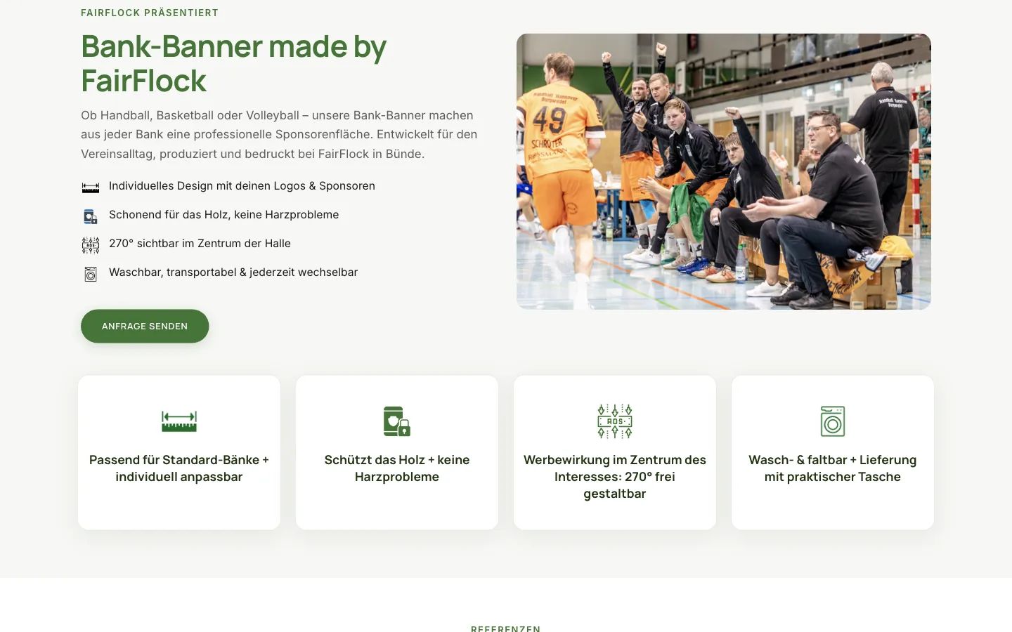bank-banner.de Intro-Sektion mit Vorteilen und Produktbild