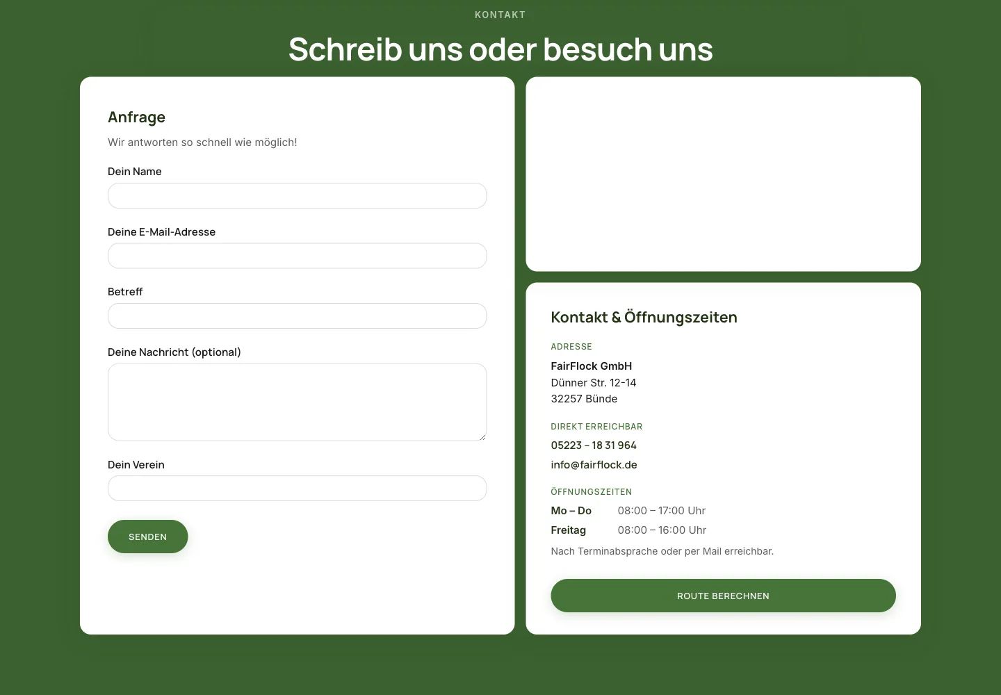 Kontakt- und Anfragebereich auf bank-banner.de