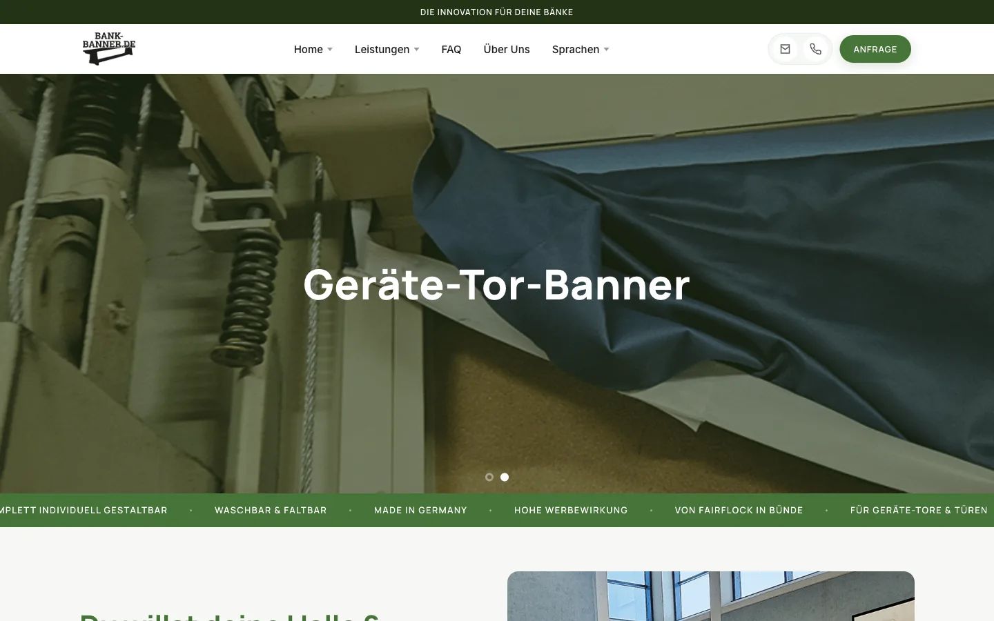 Produktseite Geräte-Tor-Banner Hero auf bank-banner.de