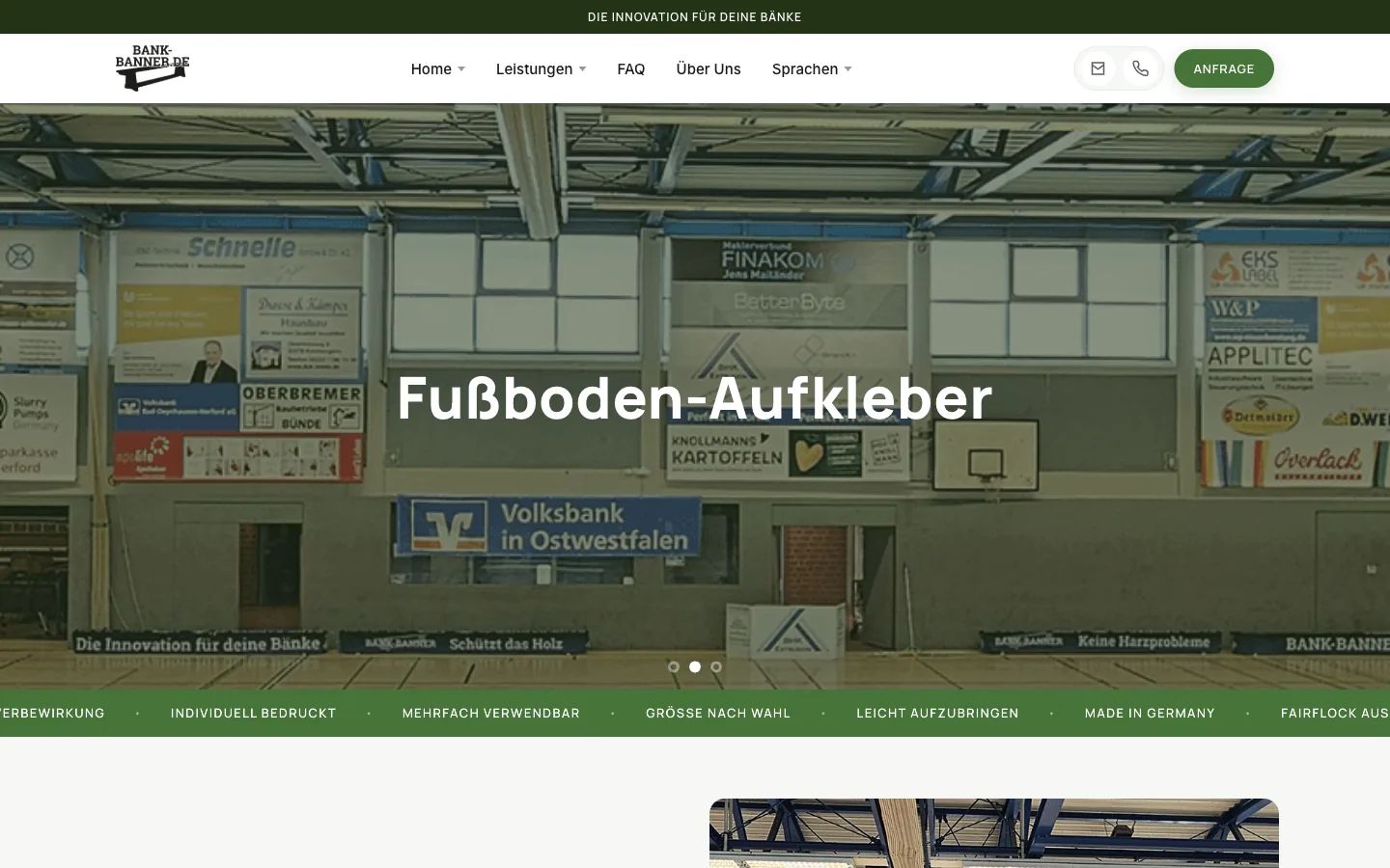 Produktseite Fußboden-Aufkleber Hero auf bank-banner.de