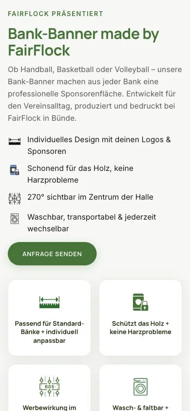 Mobile Intro- und Vorteile-Sektion von bank-banner.de