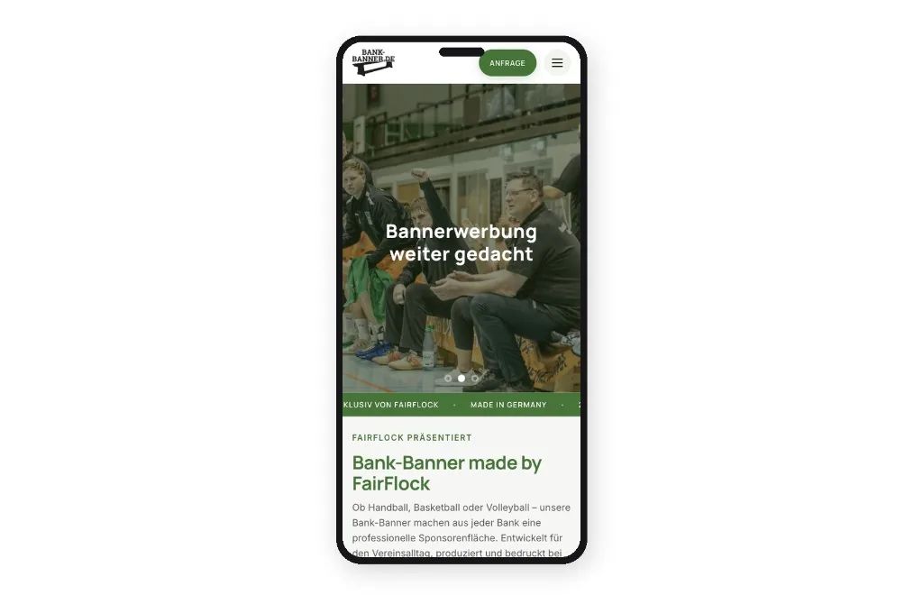 iPhone-Mockup der bank-banner.de Startseite