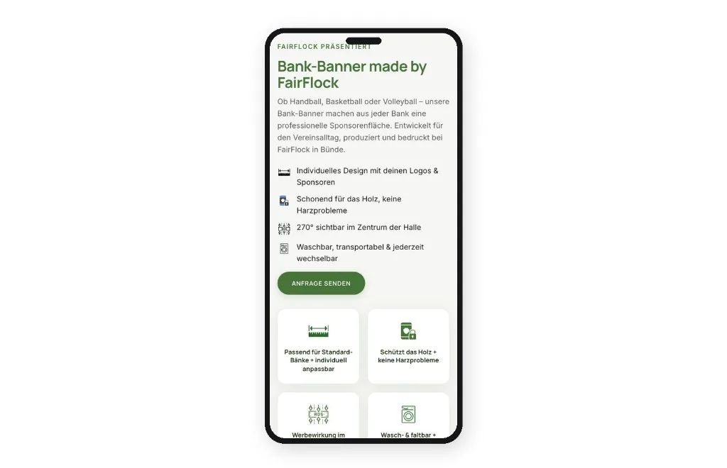 iPhone-Mockup der Vorteile-Sektion
